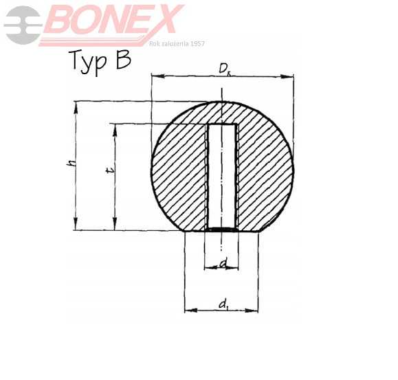 Gałka kulista z gwintowanym otworem B25 M4 - M8