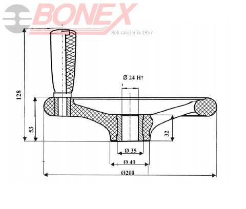 Koło ręczne trójramienne z rękojeścią na obrzeżu