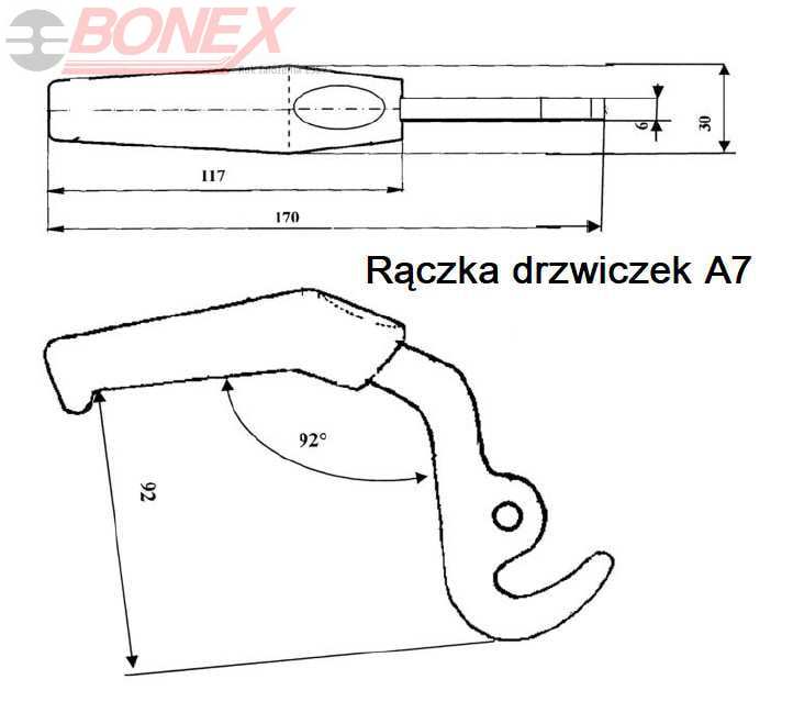 Rączka drzwiczek A7, A8