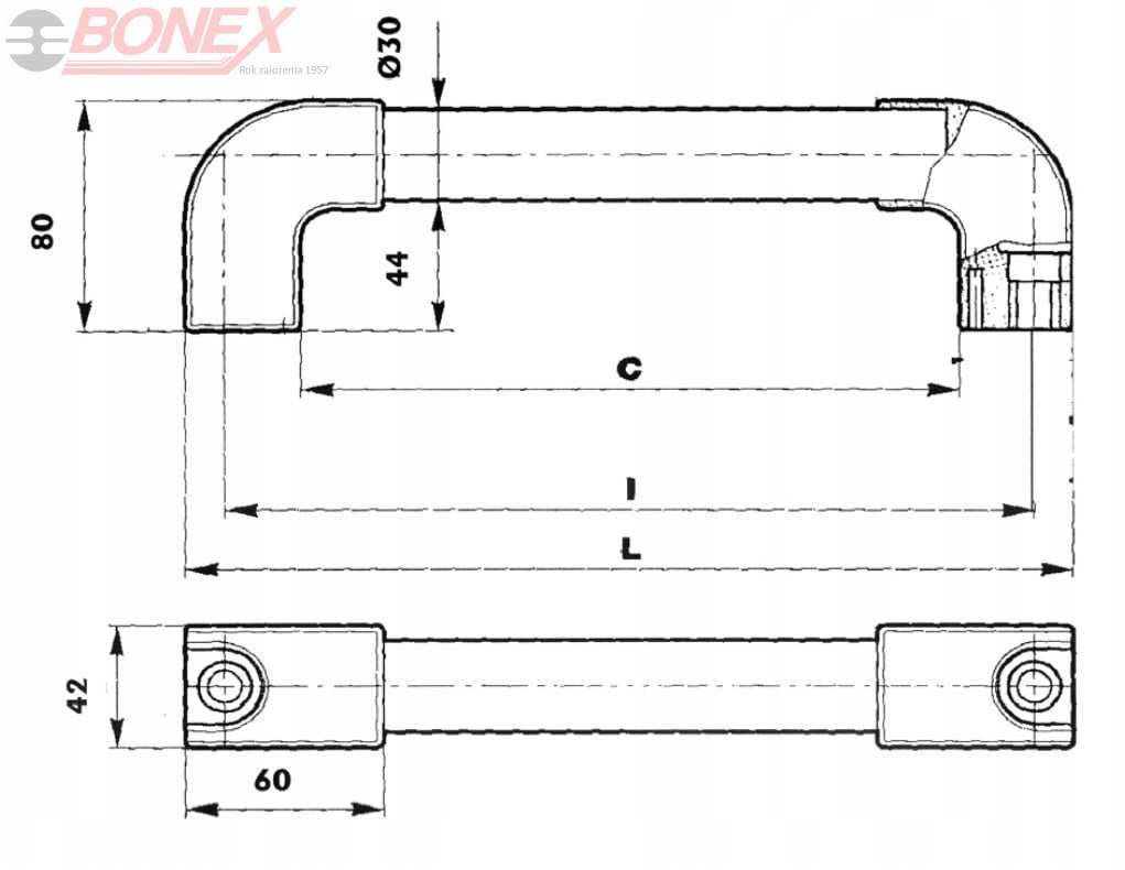 Rączka przemysłowa Ø30 uchwyt R30-600