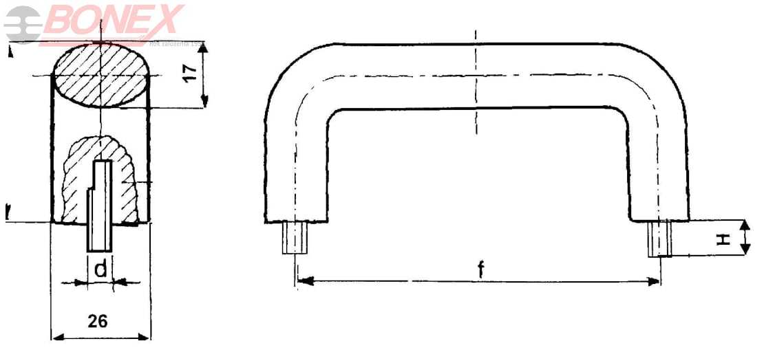 Uchwyt przemysłowy U50-170 z trzpieniem
